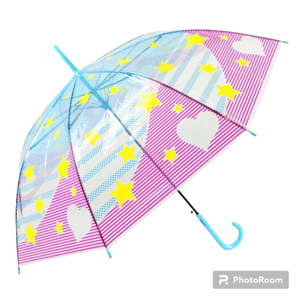 NWT Cute Modern Clear Vinyl Stick Jump Start Dome Umbrella.58cm